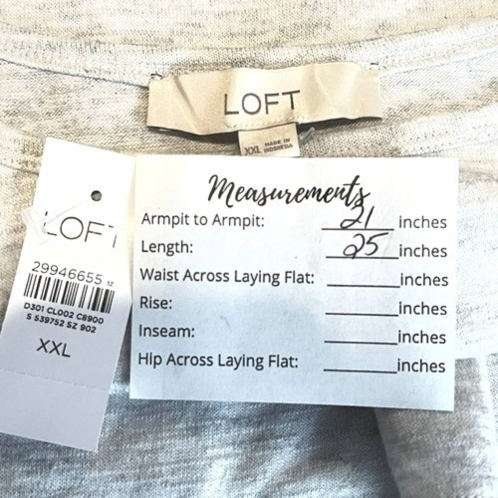 LOFT Cami Tank Top Tiered Ruffle Hem XXL Grey Heathered Spaghetti Strap New - Picture 2 of 6